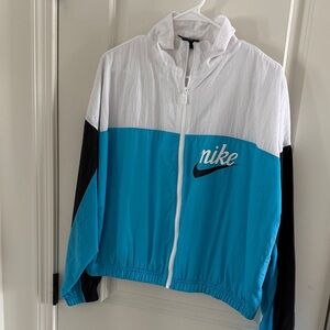 Nike White and Teal windbreaker